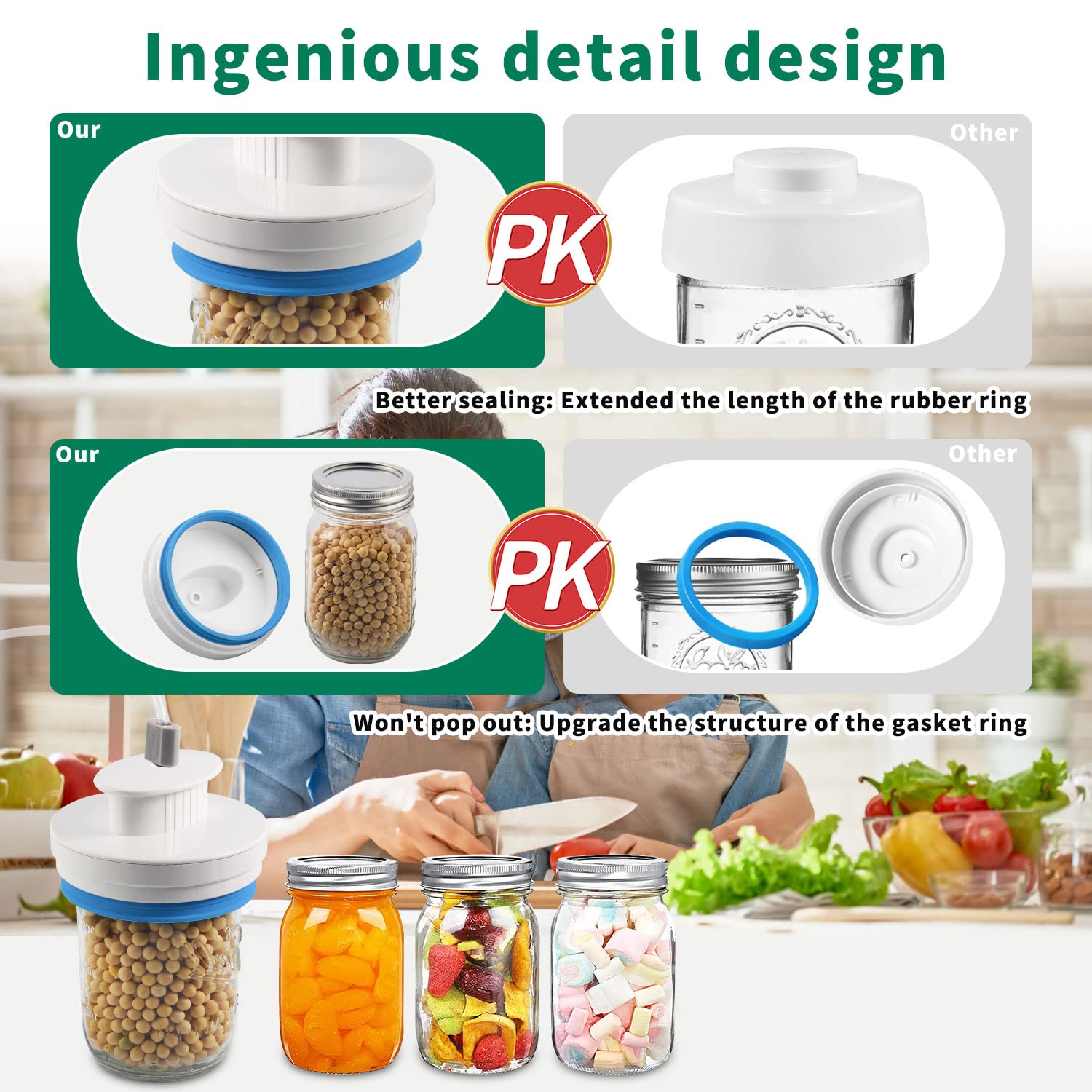 Mason Jar Sealer kit for FoodSaver Vacuum Sealer, Regular and Wide