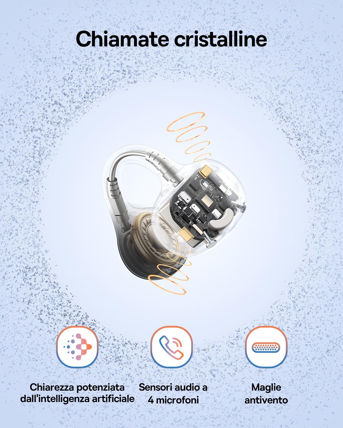 Baseus BC1 Auricolari a Orecchio Aperto, Clip per Orecchie, Suono Straordinario, Basso Adattivo, Bluetooth 6.0, Riduzione Rumore in Chiamata, IP55, 38H di Autonomia, Leggeri - Nero Interstellare