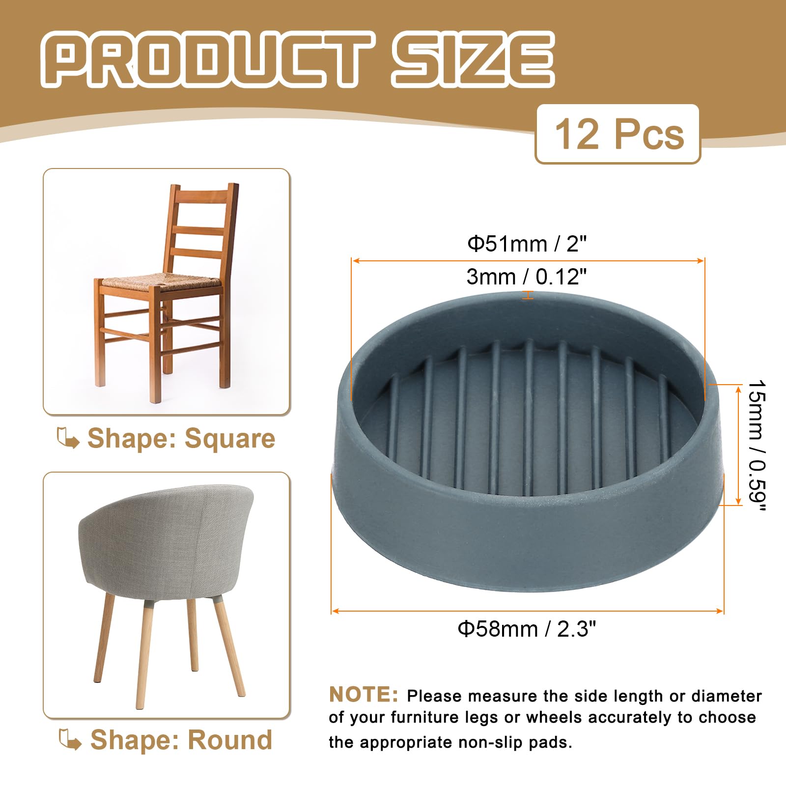 PATIKIL 50mm Rubber Furniture Pads - Image 2