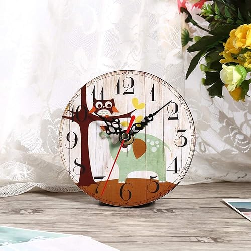Miniatura 1 de KIMISS Antique Wall, Style Wooden Round Reloj Pared Vintage Clocks Home Office Decoration #2 Madera Clock Vintage (#1)