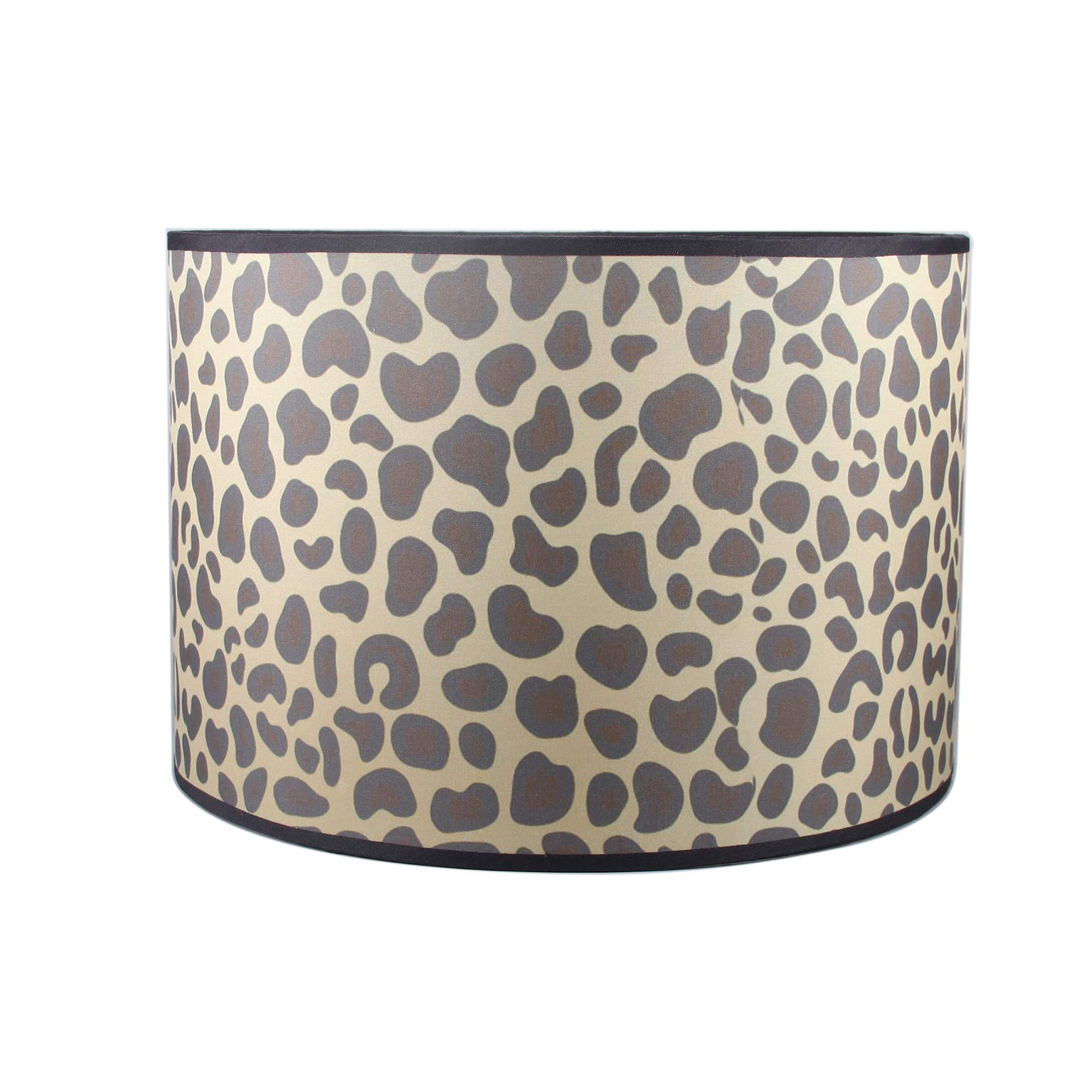Fabric Drum Lampshade, Leopard Pattern Lamp Cover European Construction Diameter 12'' x Tall 8''