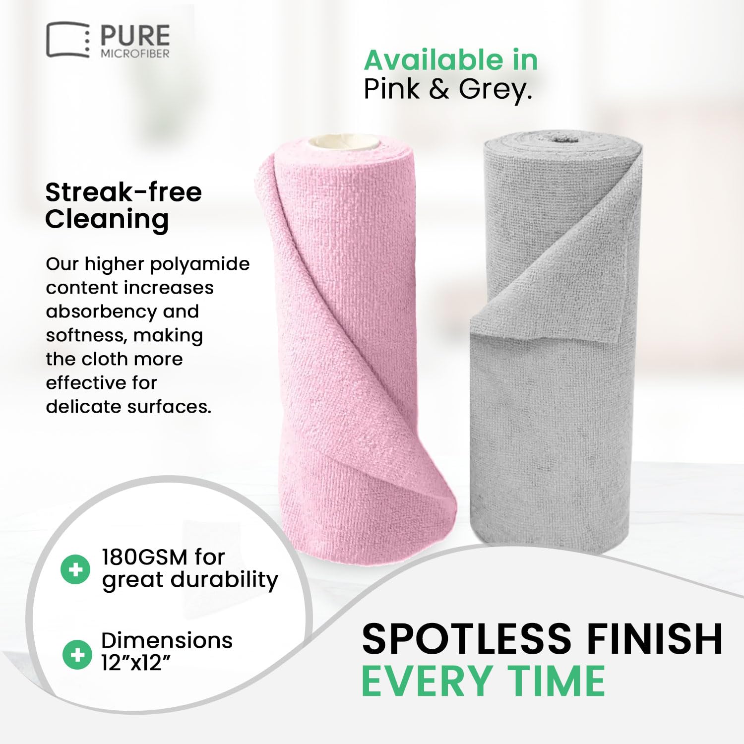 Toalla de papel reutilizable, rollo de paño de limpieza de microfibra, sin pelusas, no abrasivo, altamente absorbente, material ultrafino, ideal para el hogar, automóviles, limpiadores profesionales,