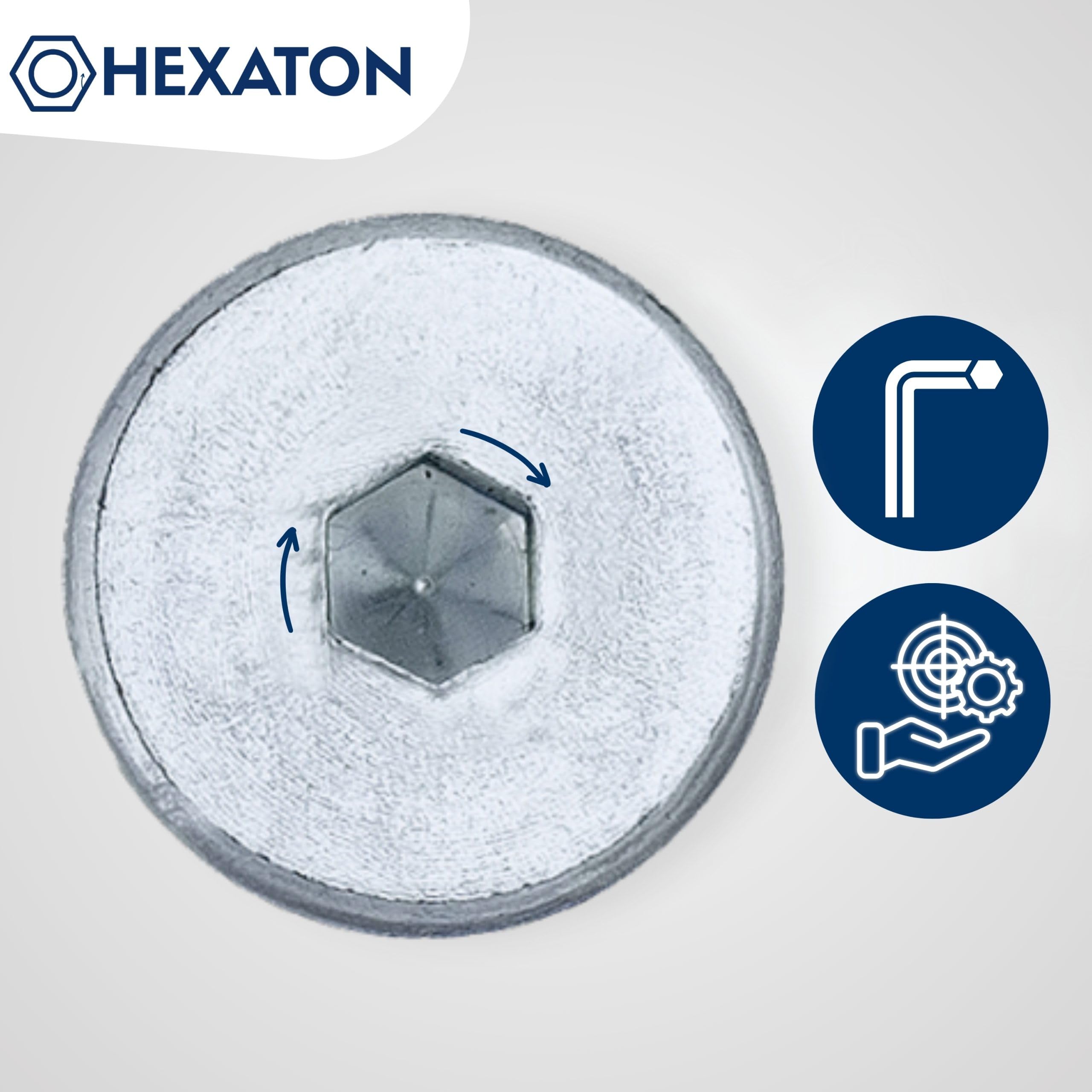 HEXATON Flat Head Furniture Screws Hex Drive Socket Metric Thread M6 x ...