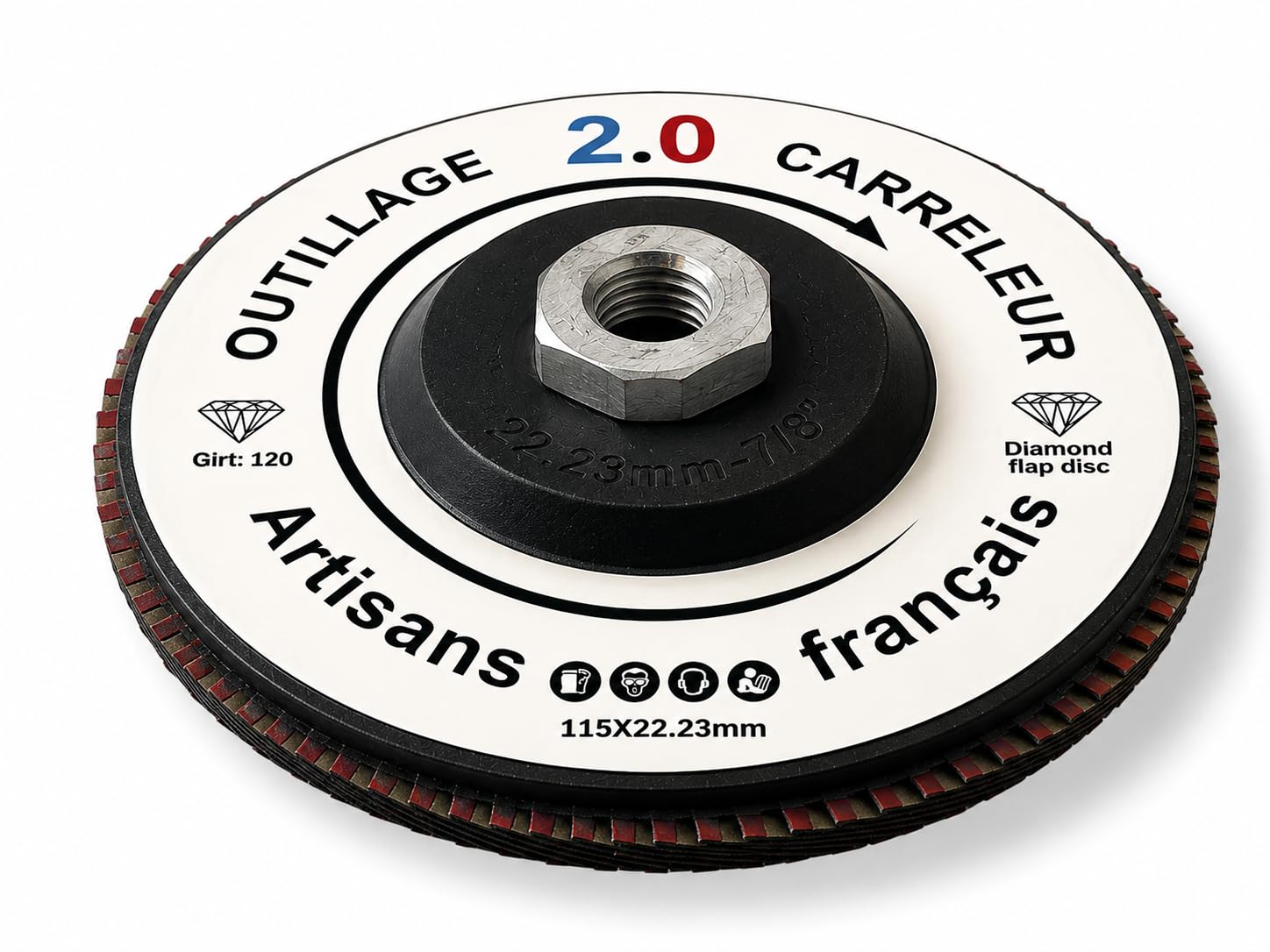 Disco diamantato a lamelle Ø115 mm grana 120 – levigatura e finitura piastrelle, pietra, cemento – foro 22,23 mm per smerigliatrice – Outillage Carreleur 2.0