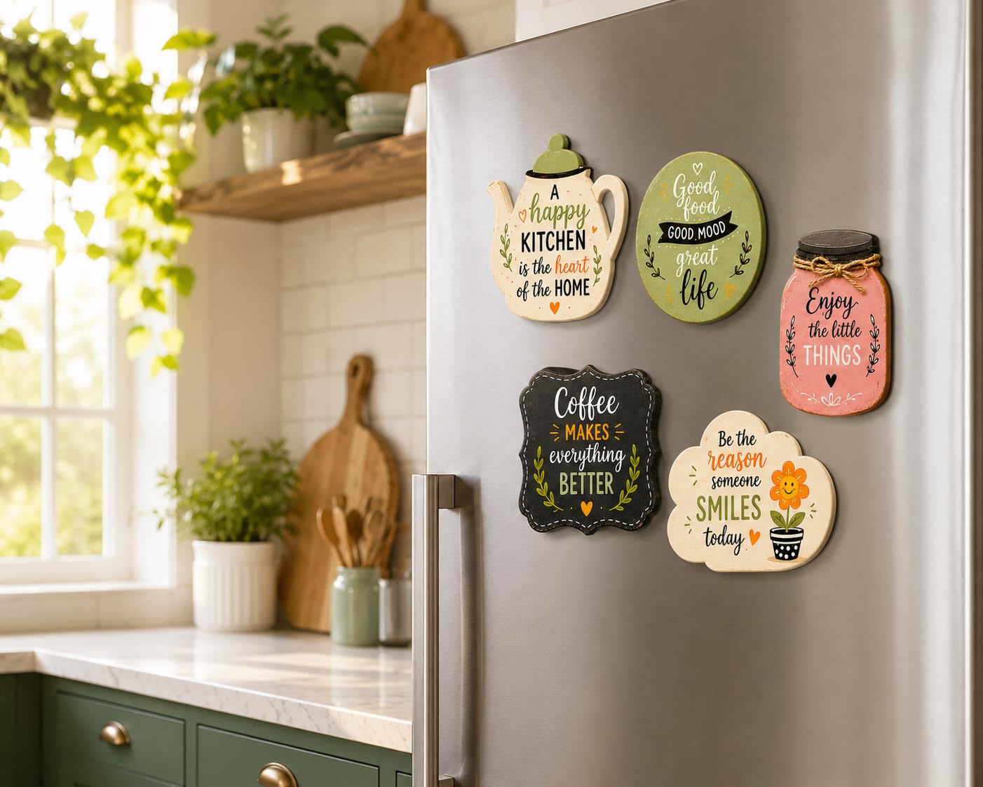 Wooden Fridge Magnets - Kitchen Decor & Quotes -2 Wooden Fridge Magnets - Kitchen Decor & Quotes -2