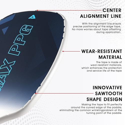 Miniatura 4 de PICKLETECH Cinta de protección de pala de pickleball  Protector de borde de cabeza de paleta  Cinta de protección de borde de raqueta ajuste