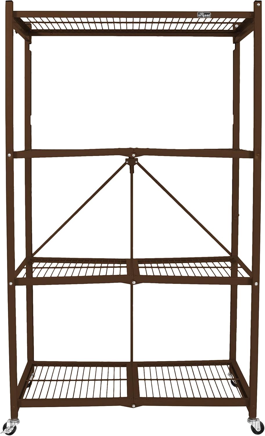 Origami Foldable 4-Shelf Storage Rack, Large, Brown