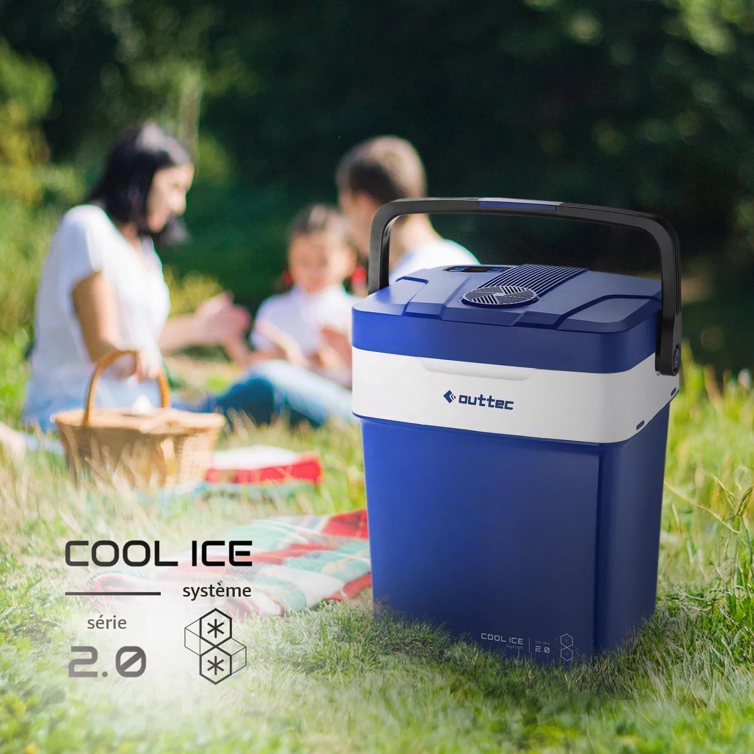 Glaciere Electrique 12v 220v 32L Outtec - glacière électrique Voiture, frigo Camping, glaciere a Compression, Mini glaciere Electrique, refrigerateur Camping Car, glaciere Voiture