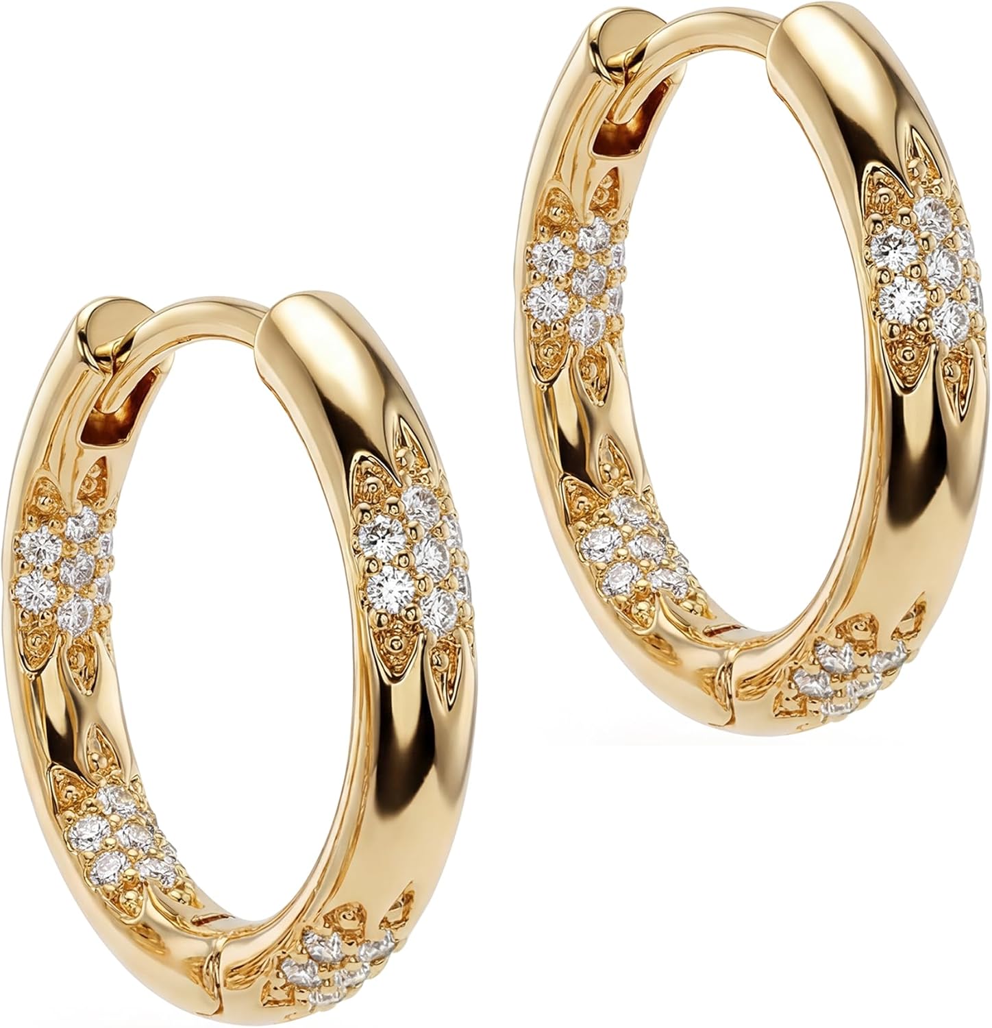MEVECCO Gold Hoop Earrings for Women 18K Gold Plated Cubic Zircon Huggie Earrings Earrings for Everyday Jewelry - Image 7