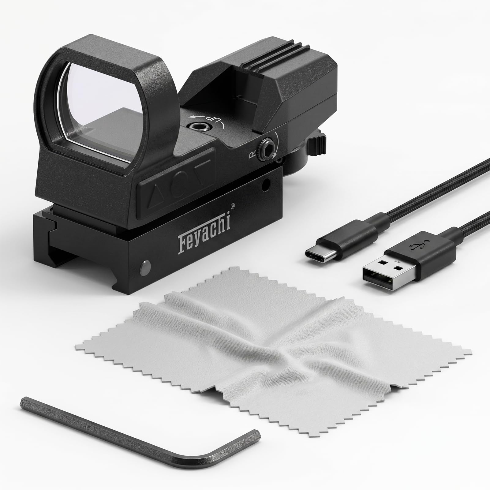 Feyachi RS-27 Red Dot Visier Wiederaufladbar Leuchtpunktvisier mit einstellbares taktisch Rot und Grün Fadenkreuz Zielfernrohr Reflexvisier kompatibel für 20mm/22mm Weaver oder Picatinny Schiene