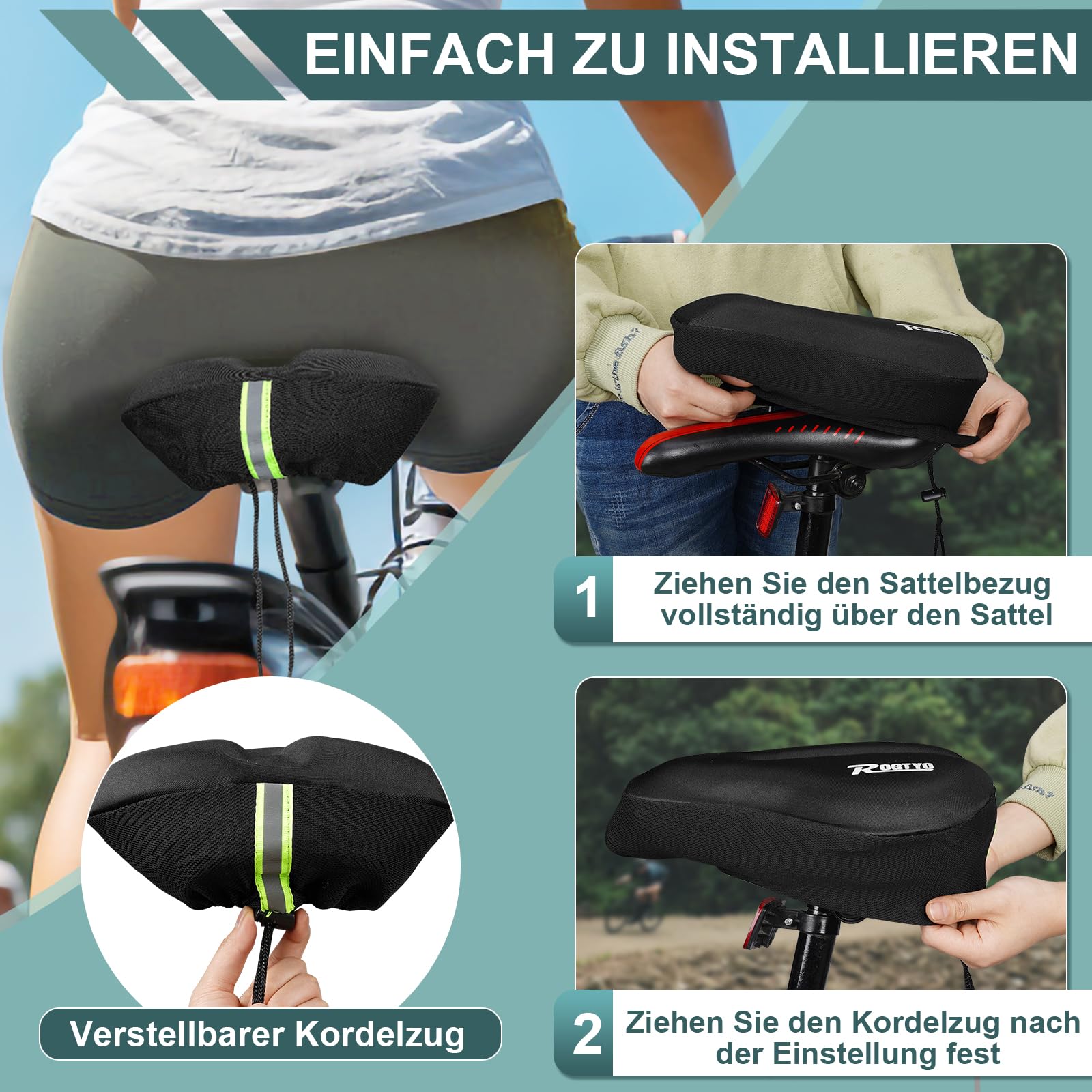 Fodera per Sella Gel Realizzata in Comoda Schiuma Memory per Sella di Bicicletta, Fodera per Sella Larga Adatta per Biciclette Fisse, Ciclismo al Chiuso, Spider, Cuscino per Sella Imbottito in
