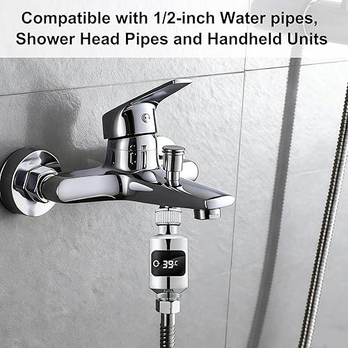 Miniatura 8 de Termómetro de ducha LED, pantalla digital, 3.7 x 1.4 in, medidor de sensor de temperatura, medidor de temperatura del agua, mantenimiento constante