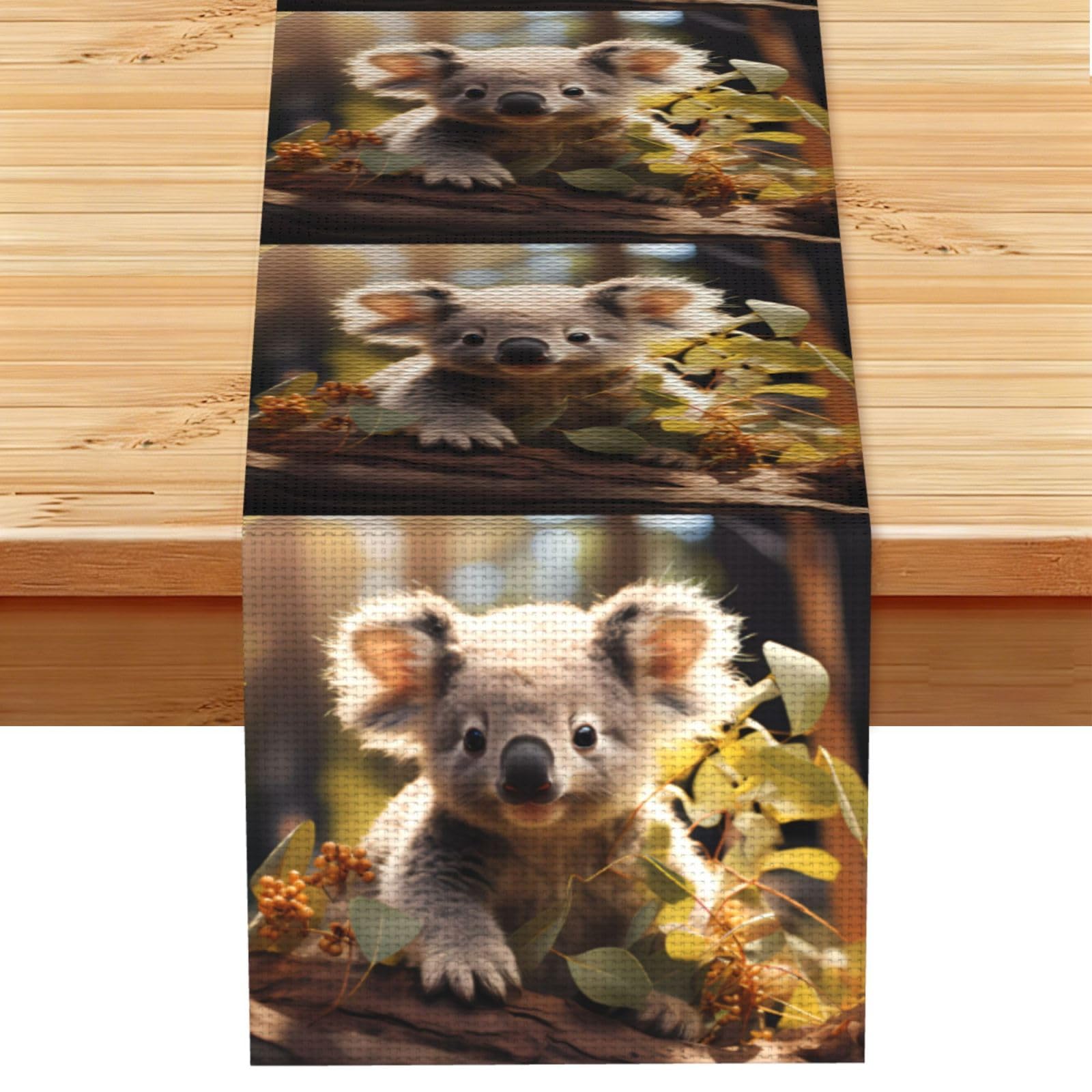 Cute Koala Plant Table Runner 13x72 Inch Dining Decor