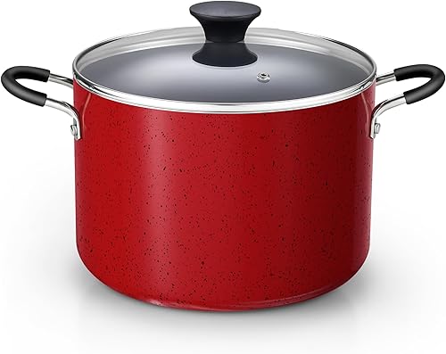 Miniatura 11 de Cook N Home Olla antiadherente con tapa de 6 cuartos de galón, olla de cocción profunda profesional utensilios de cocina cacerola con tapa de Negro