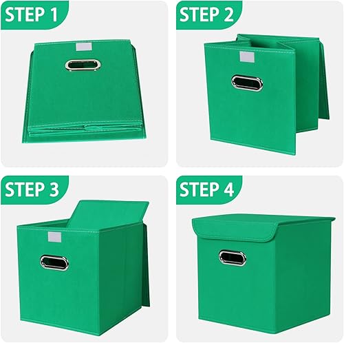 Vista 60 de Organizadores de armario de tela con tapas, cesta organizadora de almacenamiento plegable con asas, cajas de almacenamiento para almacenamiento