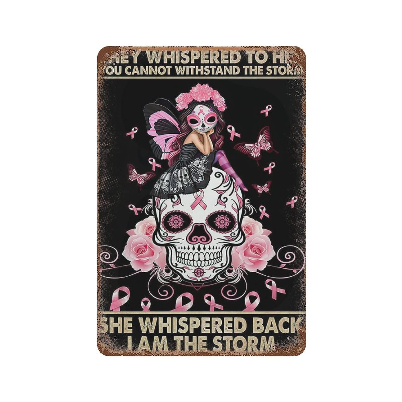 AOOEDM Breast Cancer Awareness Tin Metal Sign Wall Decor Funny Inspirational Quote Wall Art Sign Vintage Tin Signs For Home Coffee Bar Man Cave Sign Pub Poster