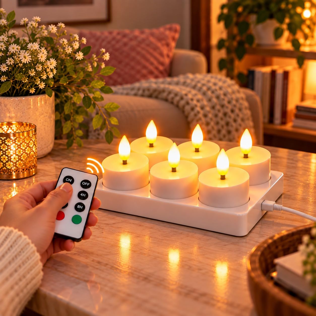 Rechargeable Flameless Tea Lights - Realistic Flickering Glow -1 Rechargeable Flameless Tea Lights - Realistic Flickering Glow -1