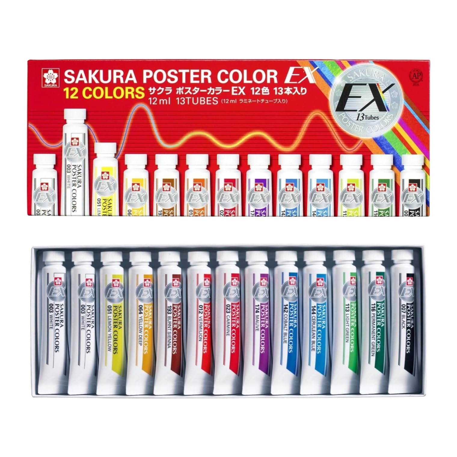 Sakura Crepas PEW13 Paint Poster Color EX 12 Colors, 13 Pens (2 White) Set of 12 colors (13 pieces)