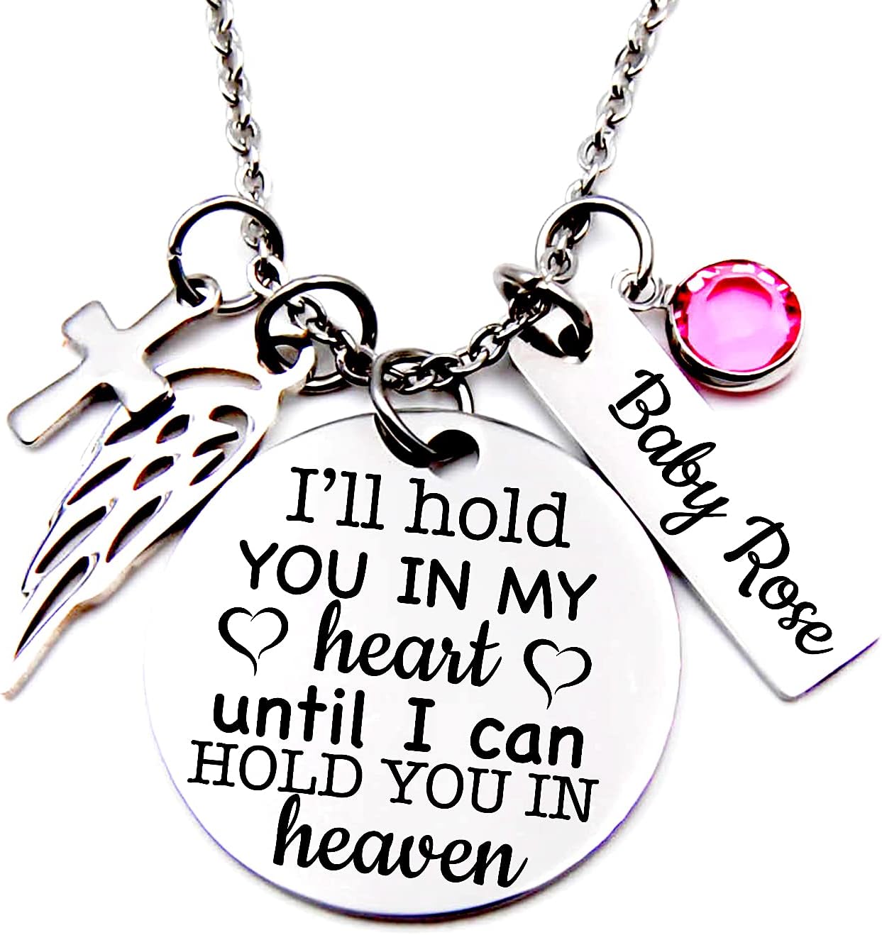 Memorial Jewelry, Stainless Steel Pendant, Necklace,I'll Hold You In My Heart Until I Hold You In Heaven, Child loss, Lose of Loved One