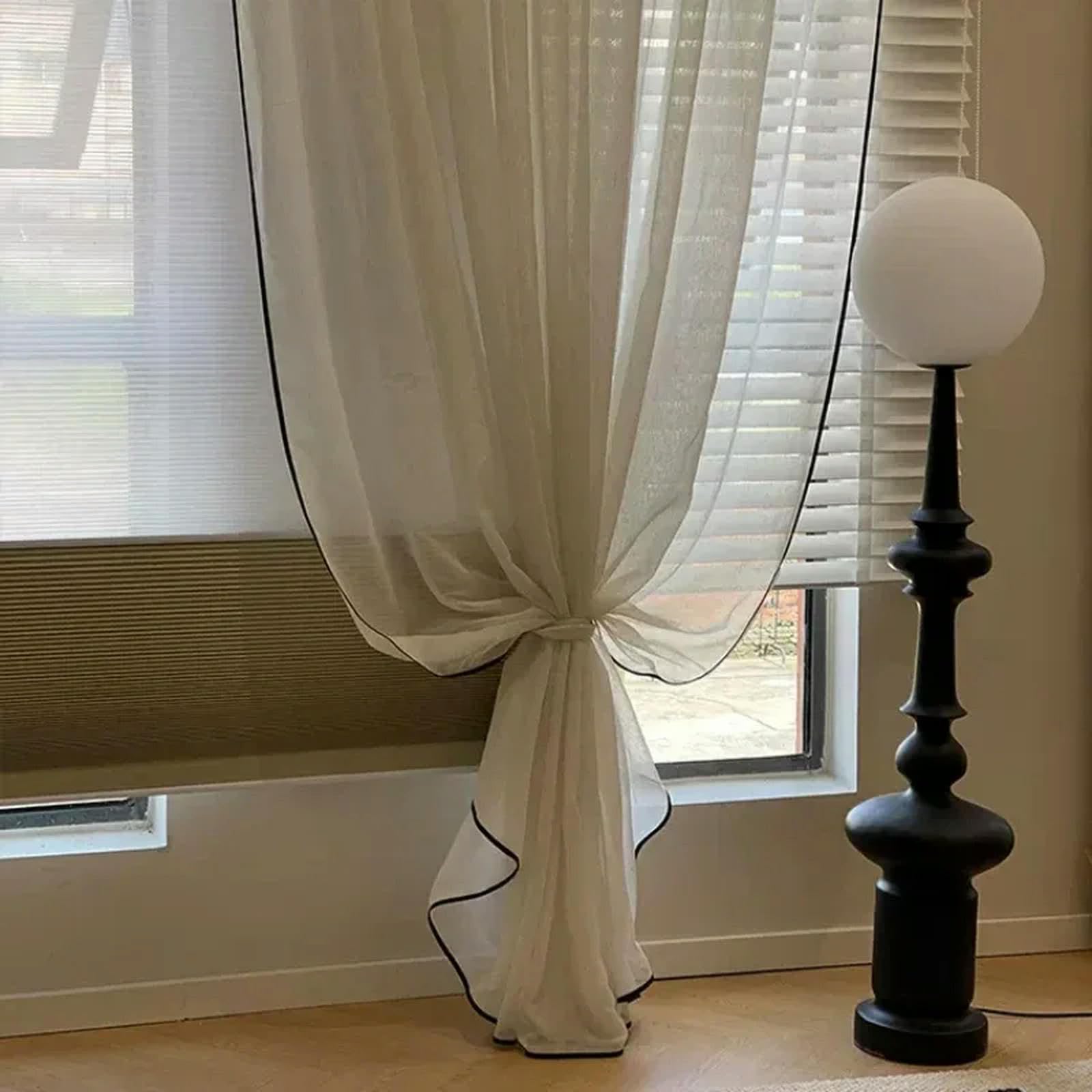 Kremowe lniane białe tiulowe zasłony zaciemniające do salonu sypialni jadalni na balkon - eleganckie zasłony okienne z gazy stylowe zasłony na drzwi