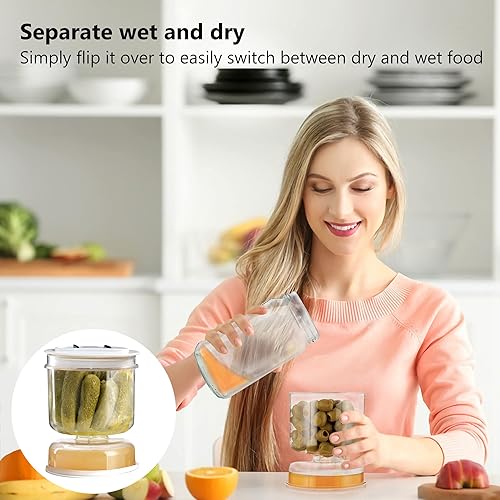 Miniatura 2 de SAODRHFU Tarro de reloj de arena de pepinillos y aceitunas, tarro de pepinillos con colador, agarrador de pepinillos, separador de jugo, recipiente