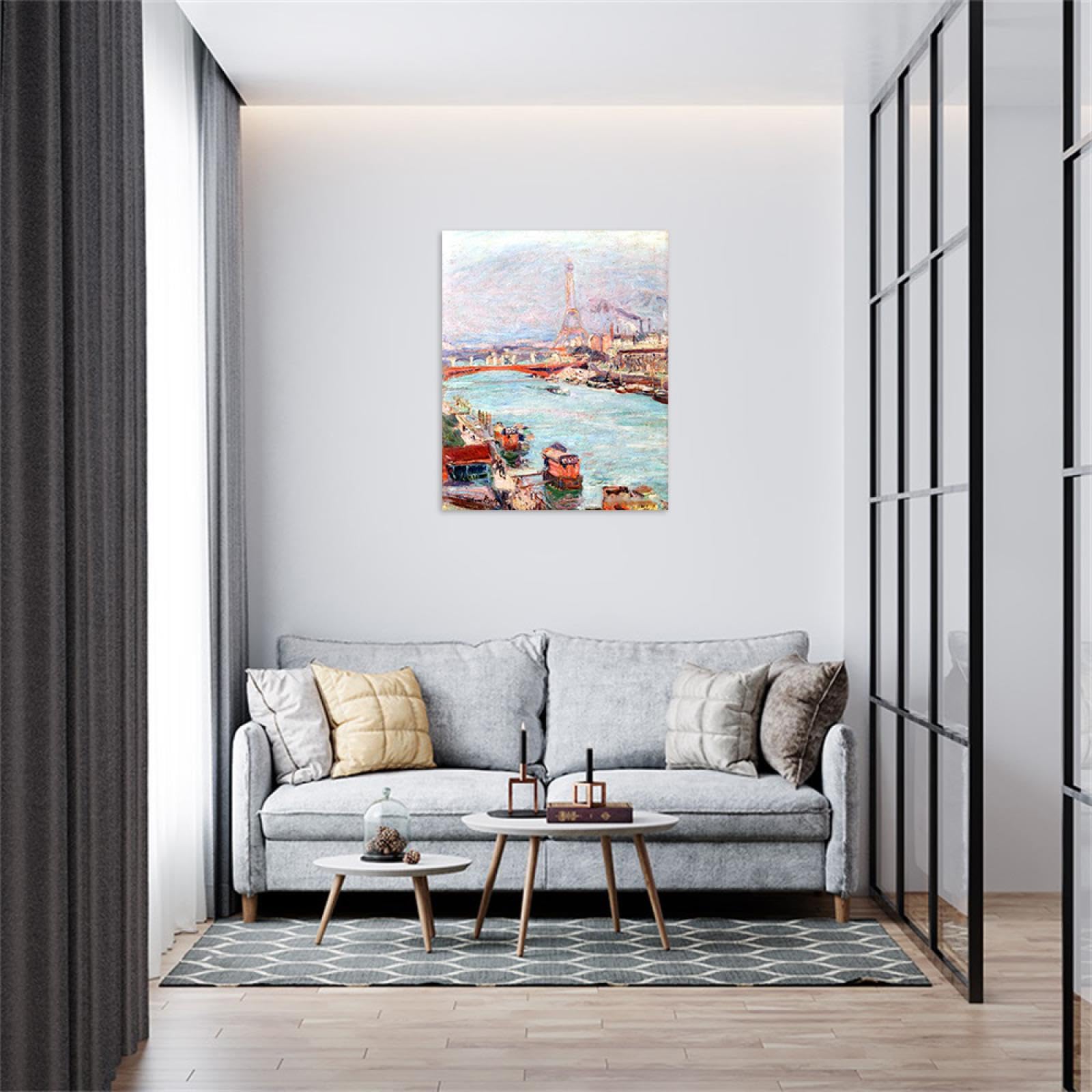 LXURY Stampe su Tela con Cornice in Legno-Torre giorno-Famose Riproduzioni di Quadri su Tela-Pittura Artistica Immagini Decorazione Casa Ufficio 70x90cm28x35inches Incorniciato