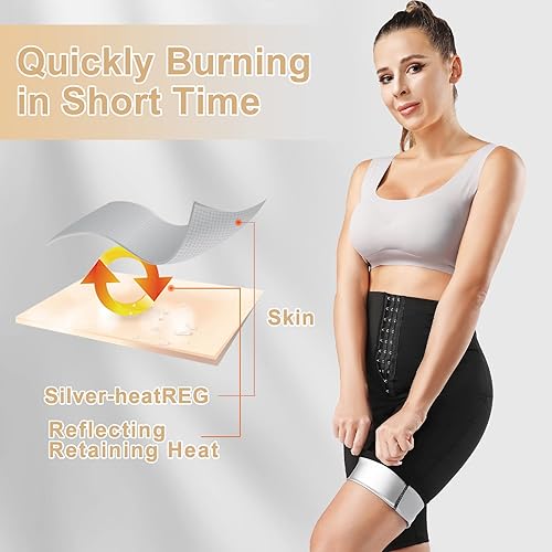 Miniatura 4 de Healadote Traje de sauna para mujer pérdida de peso traje de sauna pantalones cortos entrenador de cintura moldeador de cuerpo para control de