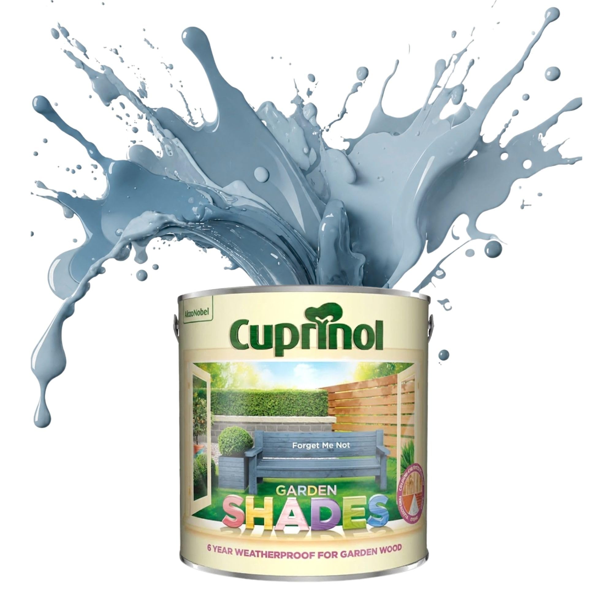 ARUUJ Garden Shades Forget-Me-Not, 2.5 Liters Fence Paint, Outdoor Wood Paint for Sheds, Gardens Furniture, Trellis Fence & Exterior Wood, Water Based Matt Finish, Weather Resistant