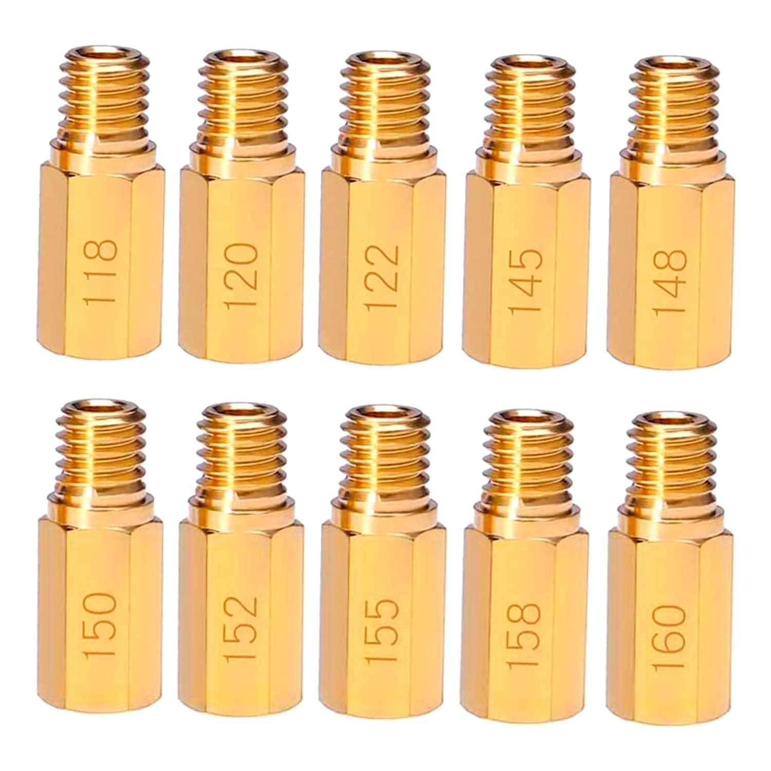 10PCS Carburetor Main Jet Kit for Keihin OKO KOSO PE PWK Crab Jet Kit 118, 120, 122, 145, 148, 150, 152, 155, 158, 160