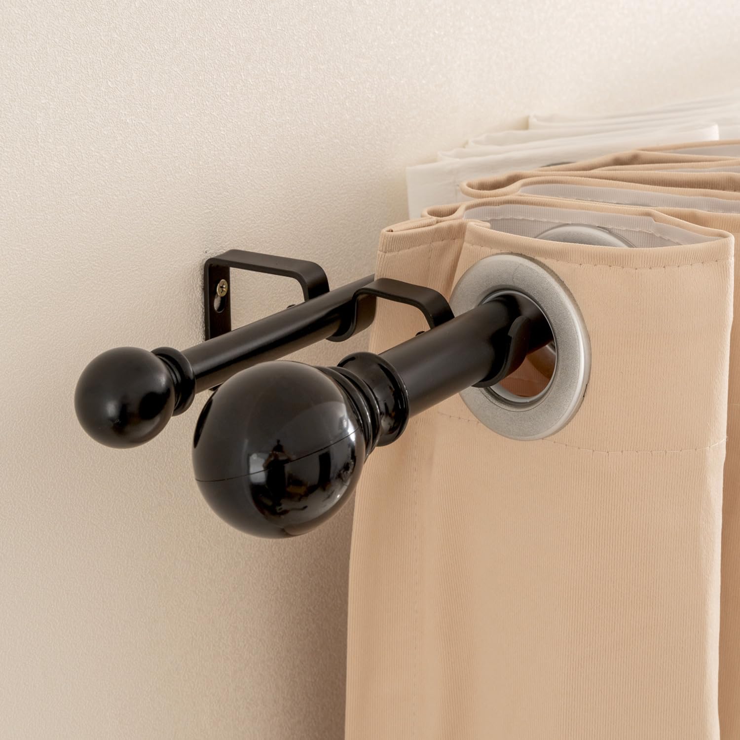 Double Curtain Rod Bracket - 2 Pack, Heavy Duty Double Curtain Rod Holder Wall Mounted, Double Curtain Hooks for 1