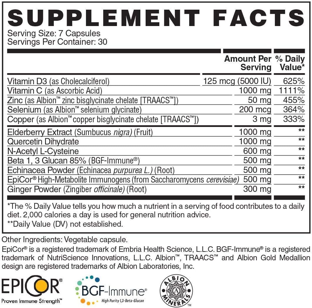 Apollon Nutrition Resistance, Premium Immune System Support, Vitamin D & C, Zinc, Selenium, Copper, Elderberry, Quercetin, Beta-glucan, Echinacea, EpiCor, Ginger Powder, 210 Capsules - Image 6