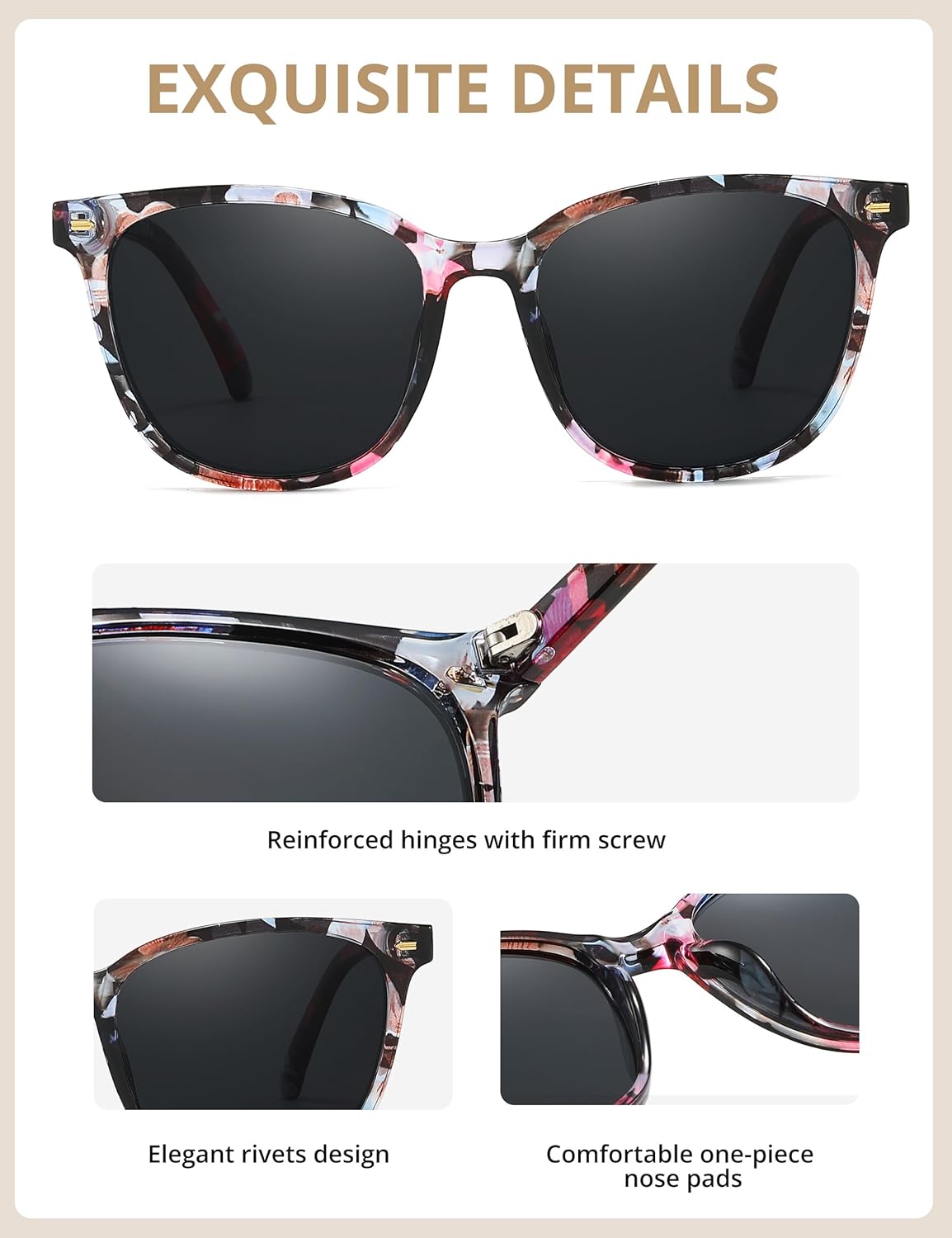 IGnaef Trendy Polarized Sunglasses for Women, Square Mirrored Shades with UV Protection Anti Glare Sun Glasses IF1851 - Image 2