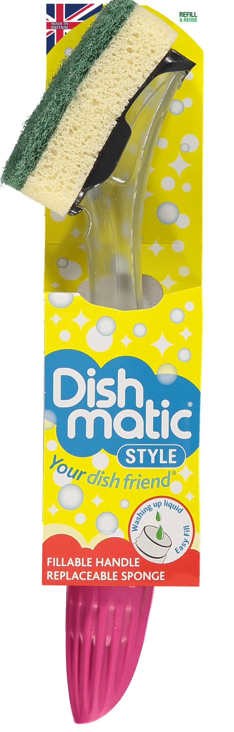 Dishmatic - Manche à Éponge Rechargeable Avec Partie Grattante Pour Vaisselle Tenace