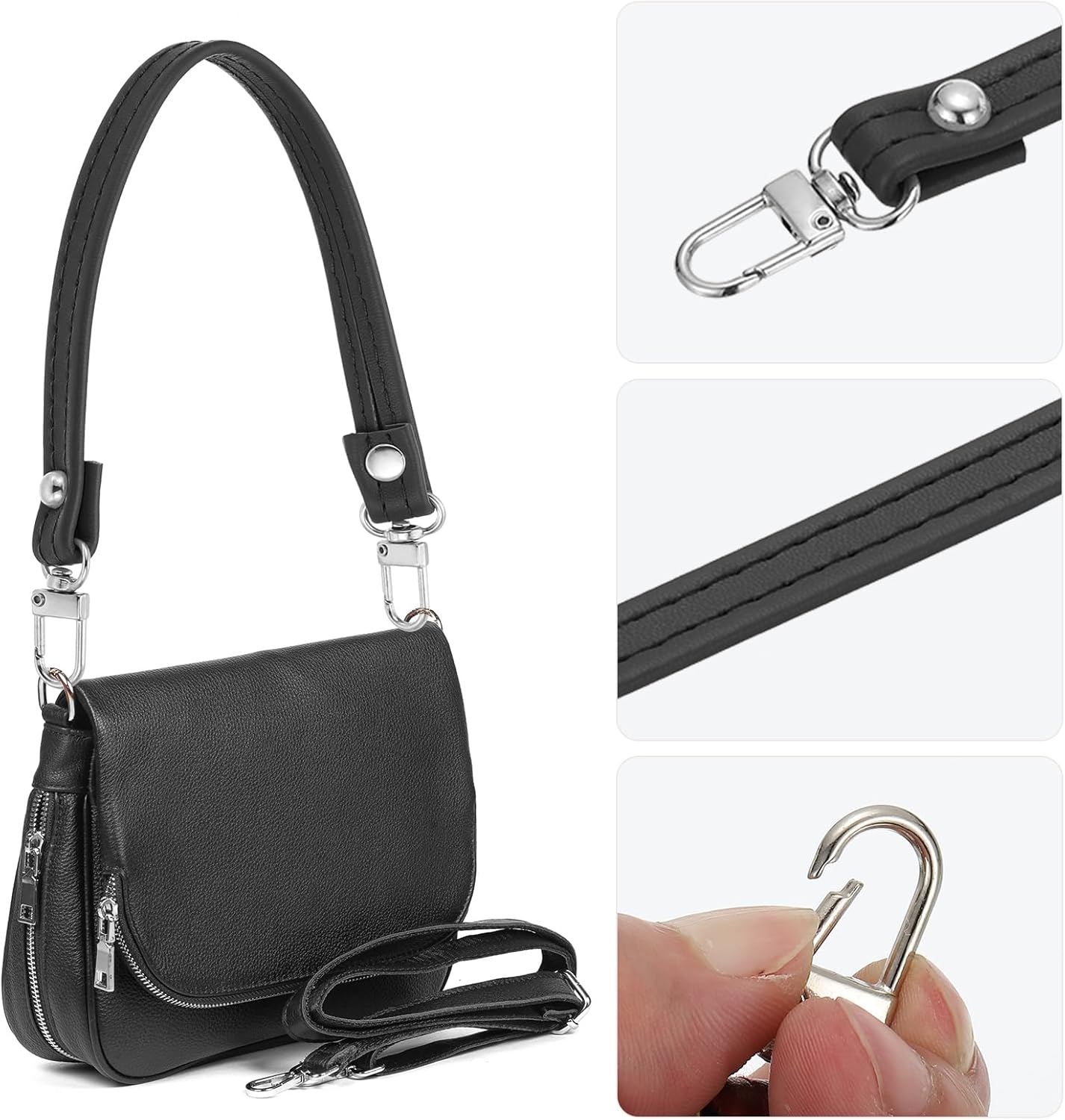 PATIKIL Leather Purse Handle Strap, 2 Pcs 10 Inch Leather Purse Strap Replacement DIY Women Clutch Bag Handbag Top Handle Strap Repair Accessories Purple - Image 3