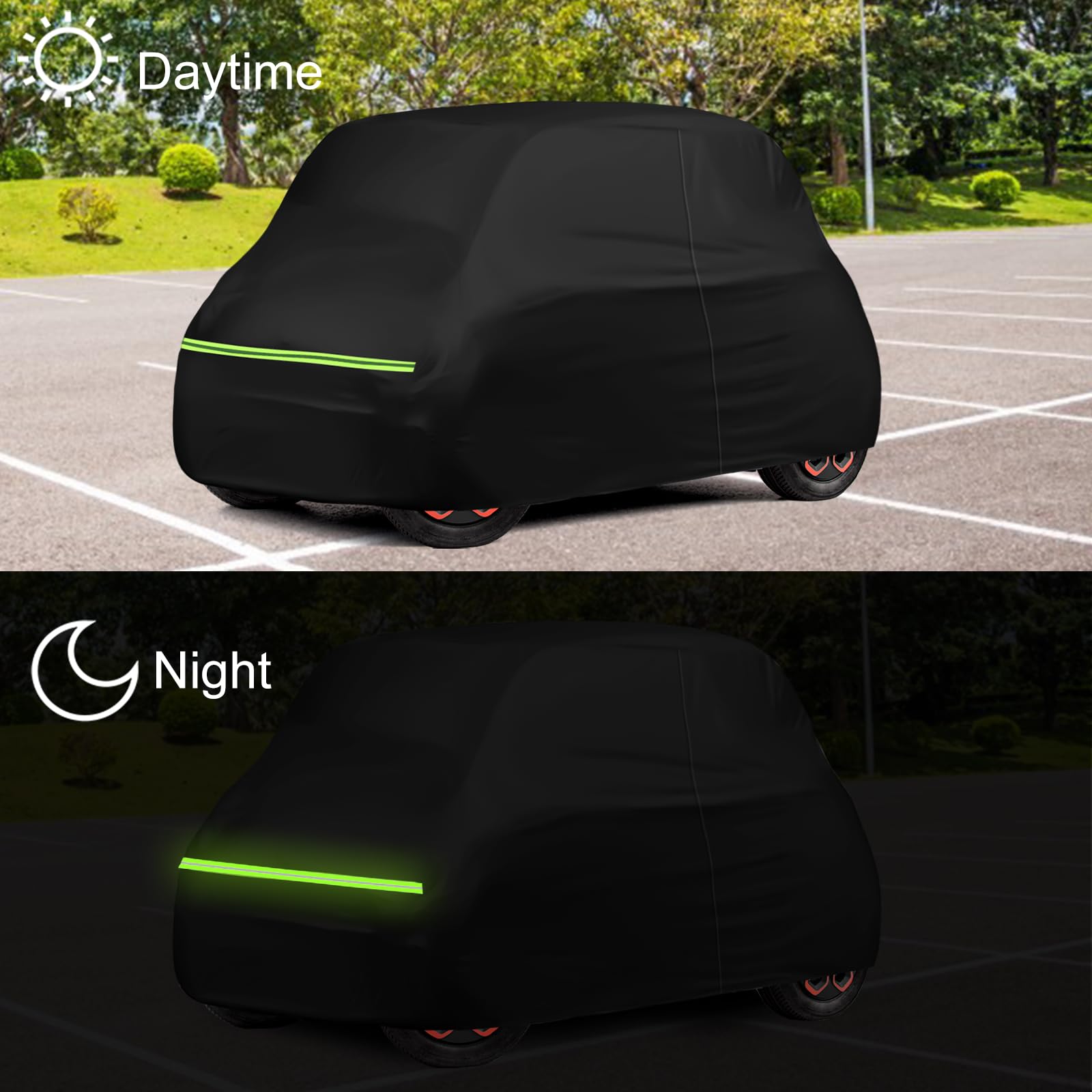 Cubierta del Automóvil Reemplazo para Citroen Ami/Opel Rocks-e/Electric/Fiat Topolino 2020-2024, Lona del Automóvil Garaje del Completo Impermeable Garaje Completo Tiras Reflectantes