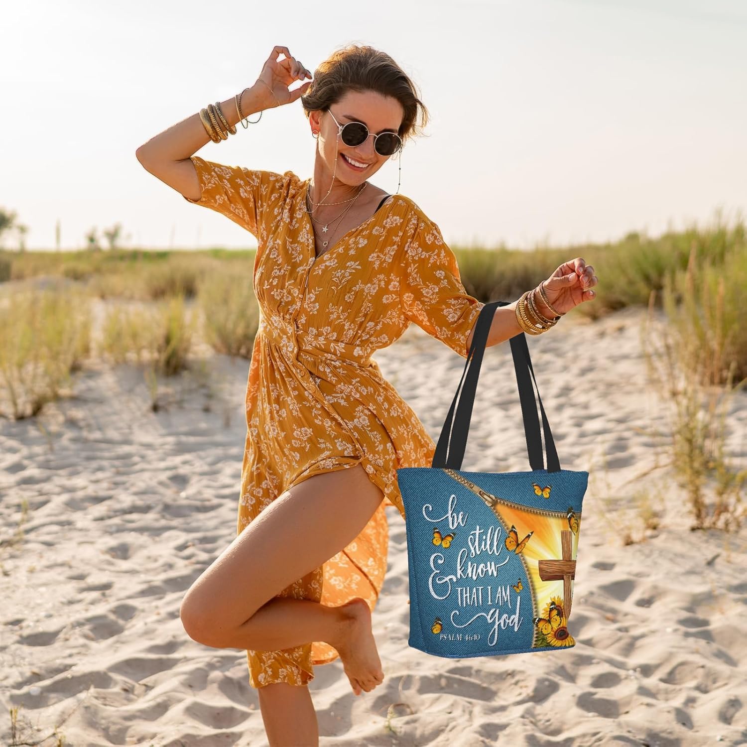 Tote Bag for Women, Everyday Carry, Large Capacity Reusable Shopping Bag with Zipper for Groceries, Work & Travel - Image 2