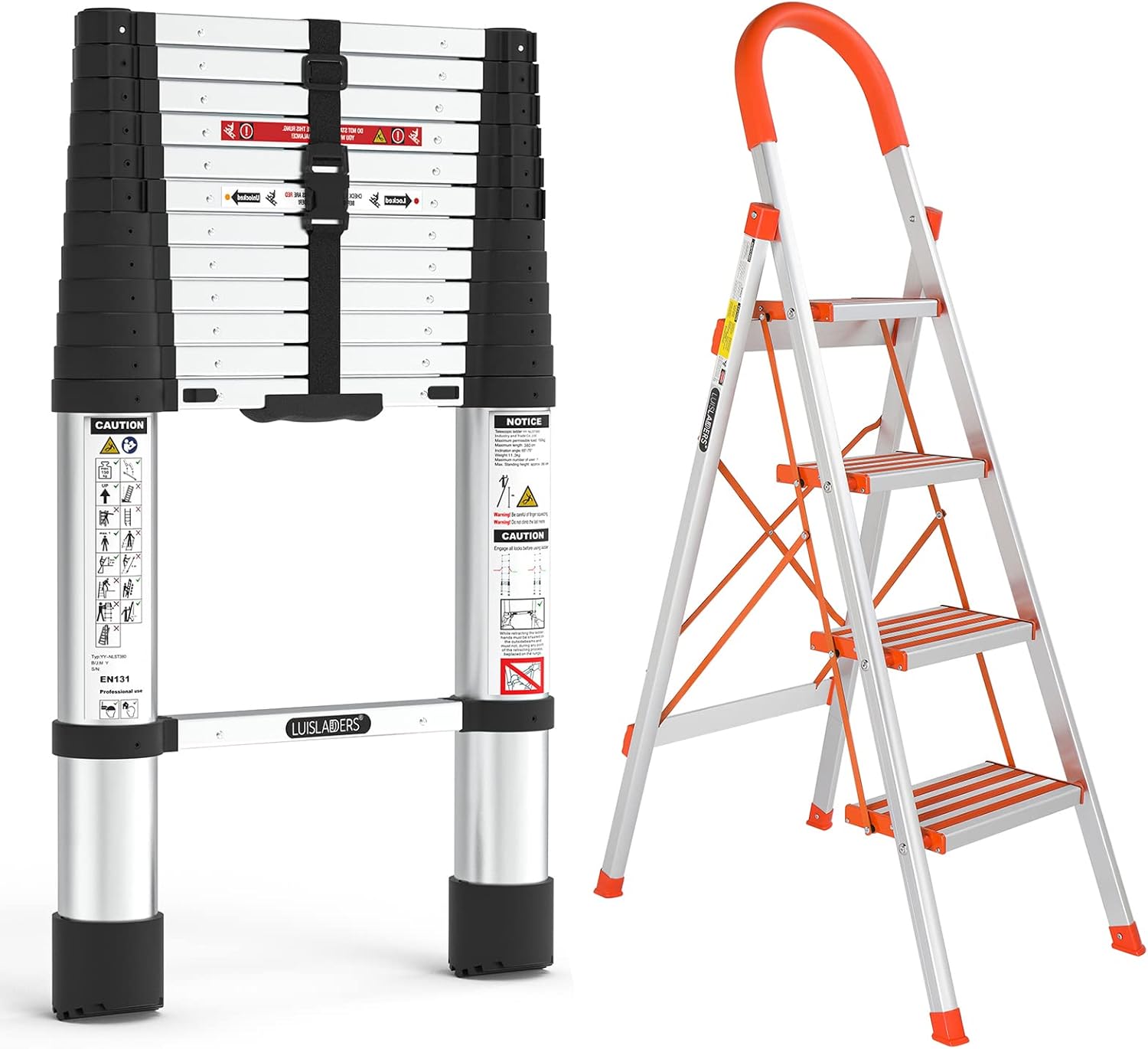 LUISLADDERS Telescoping Ladder, 8.5ft Extension Extendable Compact
