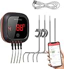Inkbird Bluetooth Grill BBQ Meat Thermometer with 4 Probes Digital Wireless Grill Thermometer, Timer, Alarm,150 ft Barbecue Cooking Kitchen Food Meat Thermometer for Smoker, Oven, Drum