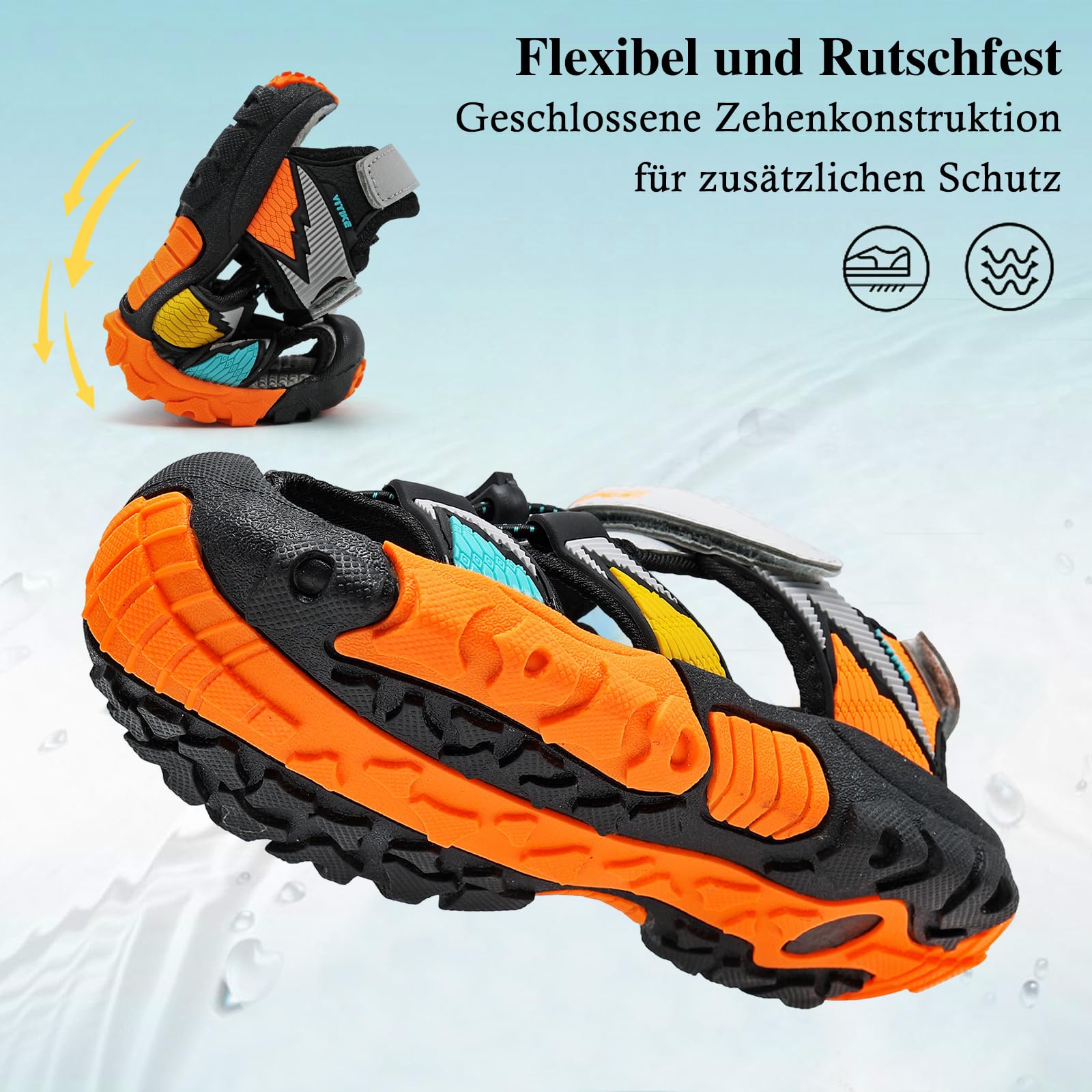 JMFCHI Kinder Sandalen Jungen Geschlossene Sommerschuhe Sports Outdoorsandalen Mädchen Trekkingsandalen Wandern Strand Schuhe