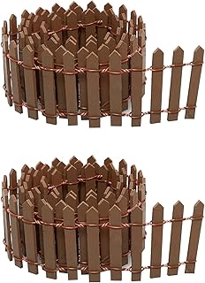 35 Inch Miniature Fairy Garden Fence DIY Wood Decorative Ornament Fence for Dollhouse Succulent Plant Pot Studio Scenes, 2 inch Height Pack of 2