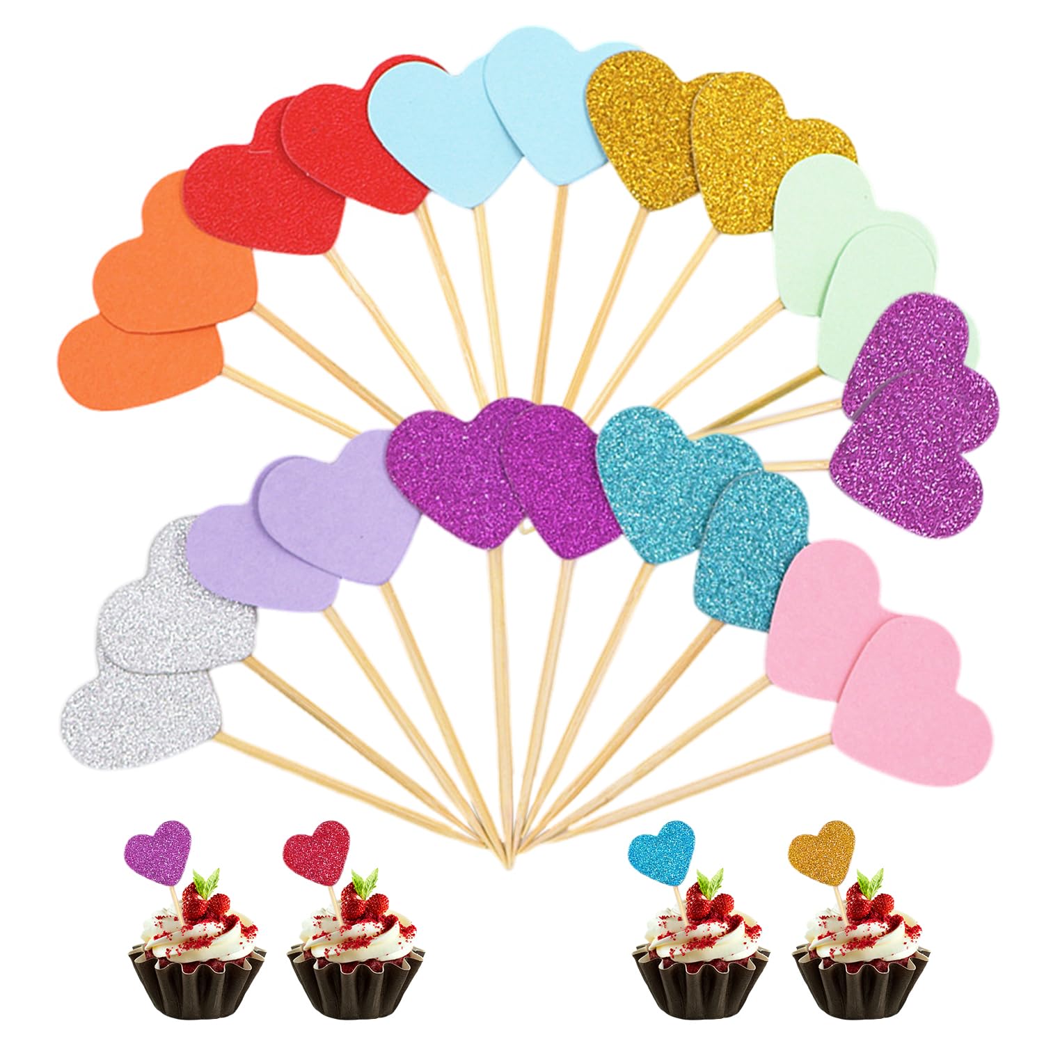 Gdfhbd Multicolor 110 Pieces Of Cake Plug-Ins, Love-Style Jewelry, Fashion And Trendy Card Inserts, Celebration Party And Wedding Banquet Decorations.