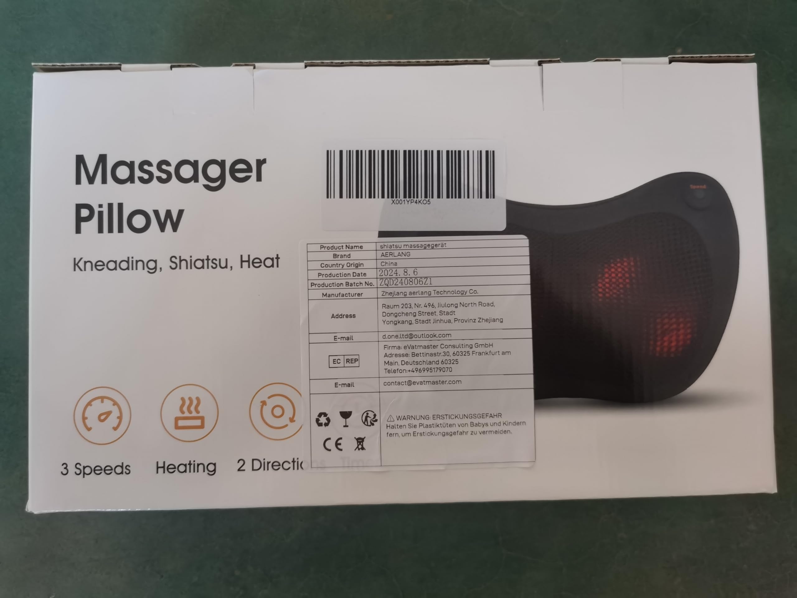 AERLANG AERLAN shiatsu massagegerät,nackenmassagegerät mit wärme,Massagekissen für Nacken Schulter rücken massagegerät,3D-Tiefenmassagegerät, Geschenke für Männer, Frauen, Heimbüro-Autonutzung