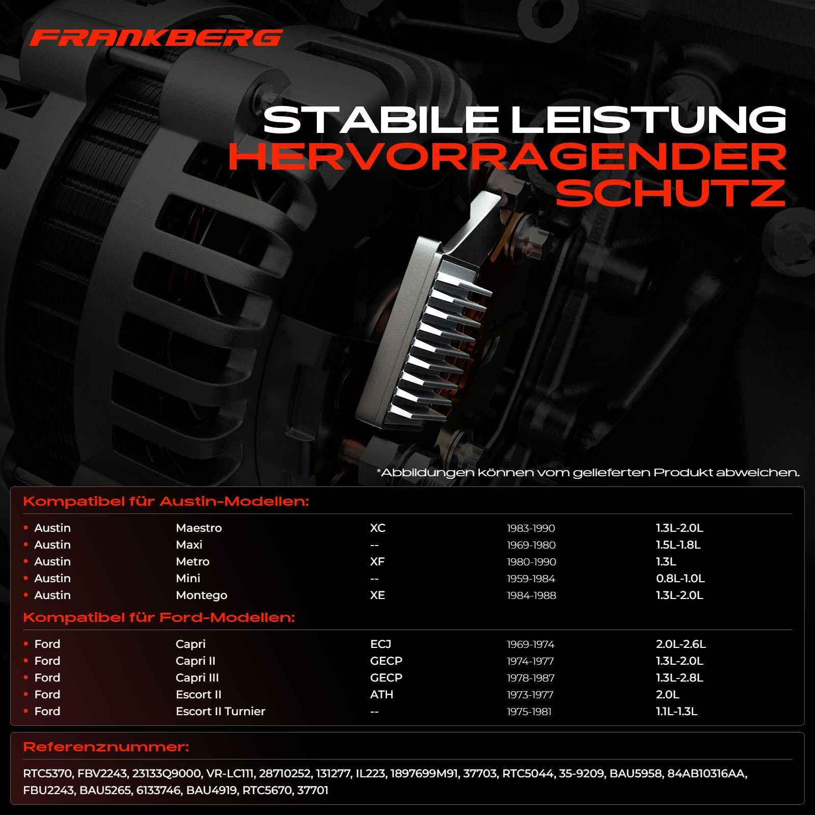 Frankberg Regulador del Alternador 1-Polos 14,6V Compatible con Maestro Capri Escort Fiesta Granada Orion R.a.n.g.e R.o.v.e.r I Replace# 131277
