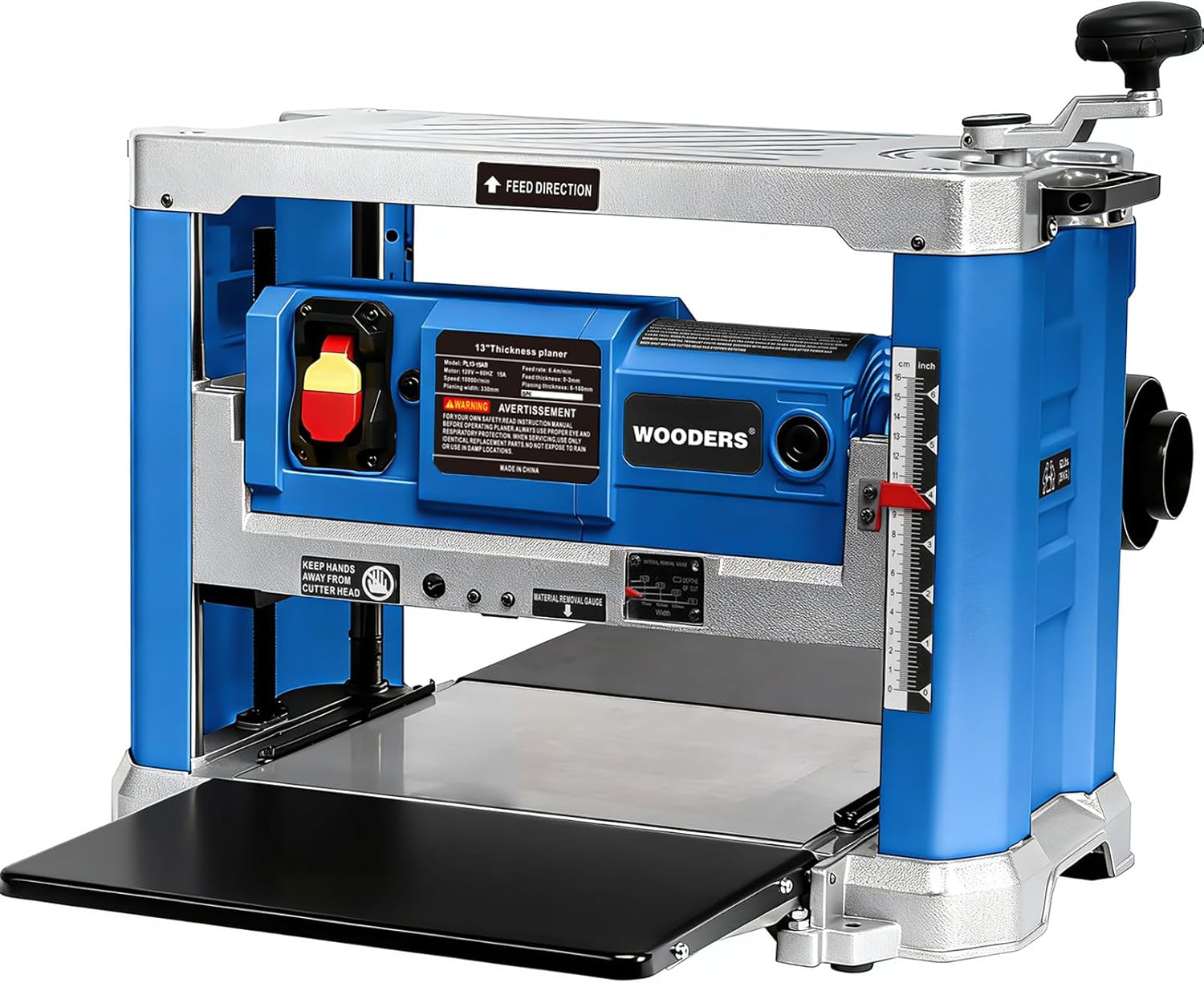 13-inch Thickness Planer, 15Amp, 2000W, 10000RPM, All Copper Motor, Dual-Blade Cutterhead, Includes 2 Extra Planer Blades, Height Indicator, Overload Protection, for Hard & Soft Wood working