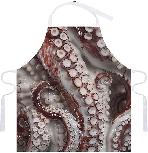 Miniatura 7 de MUSM Apron for Adults - 27.6 X 31.5 Inch, Heavy-Duty Polyester Aprons with Two Large Pockets, Waterproof Octopus Tentacles Pictures Kitchen Apron