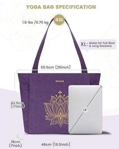Miniatura 5 de Gonex Bolsa para esterilla de yoga, bolsa grande con múltiples bolsillos para mujeres y hombres, soporte de lona para esterilla de lona, cremallera