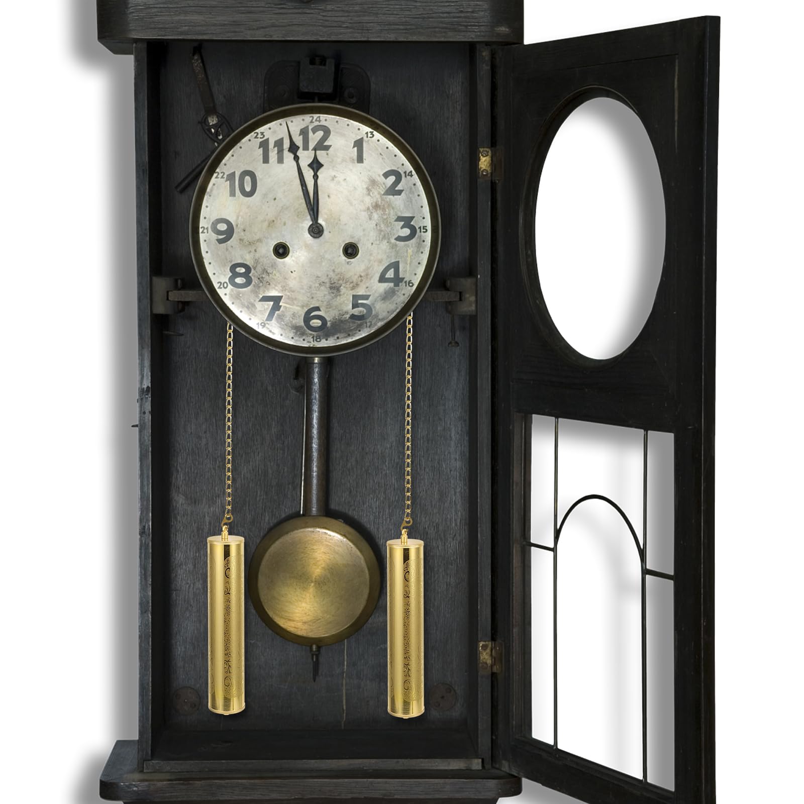 Housoutil Standuhr-Gewichte, 2 Stück Vintage-Wanduhr-Gewichte,Goldene Standuhr Dekoratives Hammer, Muster Uhrengewicht Für Wanduhr, Eisenkettengewicht Ersatz Uhrgewichtsteil