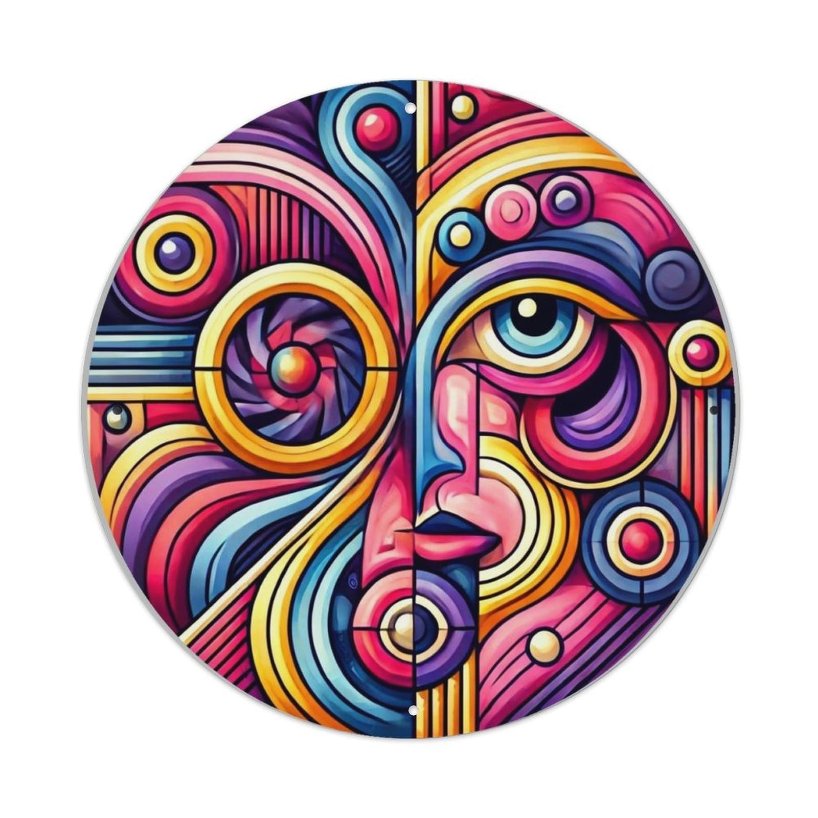 Abstract Colorful Geometric Face Art Metal Tin Sign Plaque
