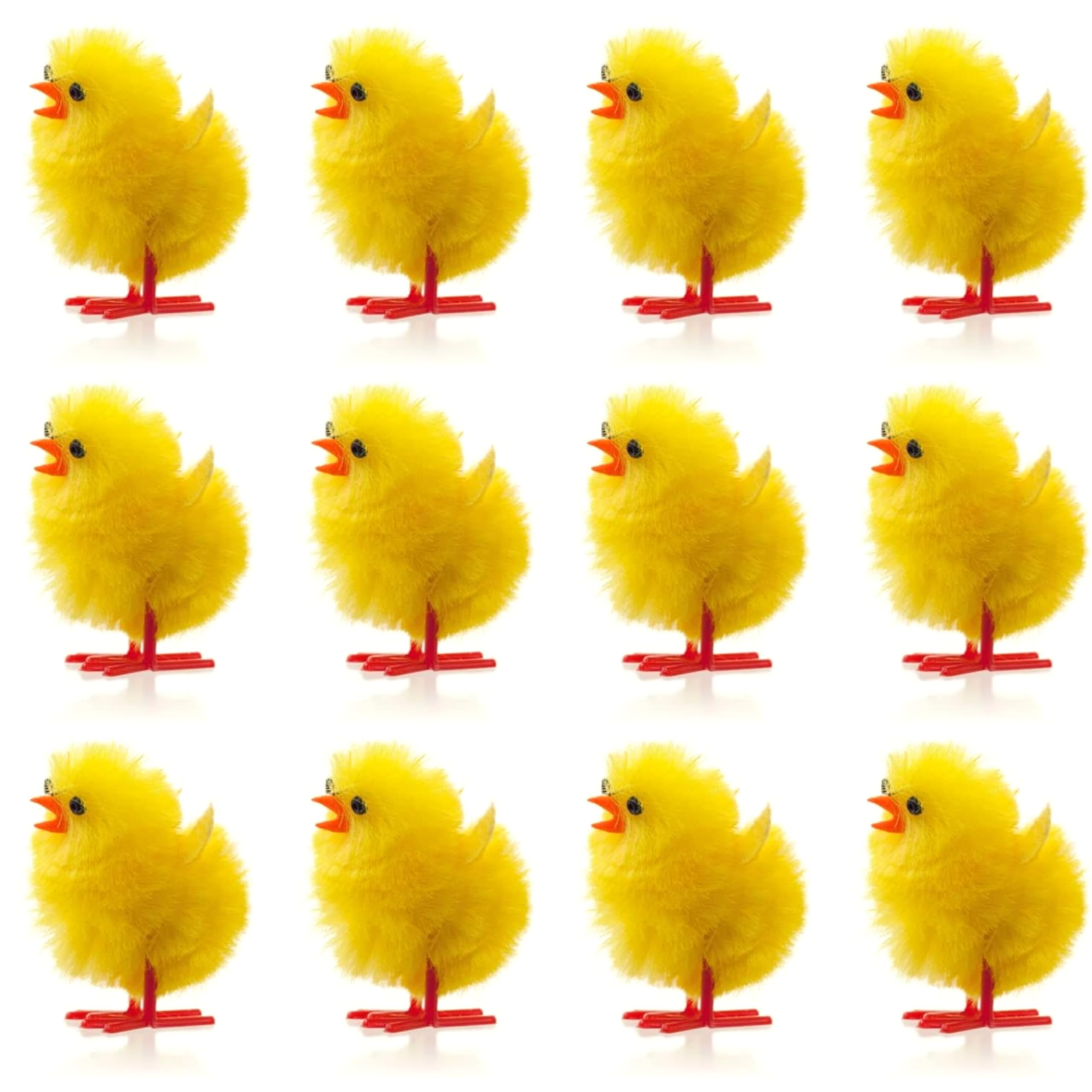 Lizzy 12pc Yellow Easter Mini Chenille Chicks Fluffy Plush Cute Decorations | Children's Easter Bonnet Easter Egg Hunt Arts & Crafts Home Decor