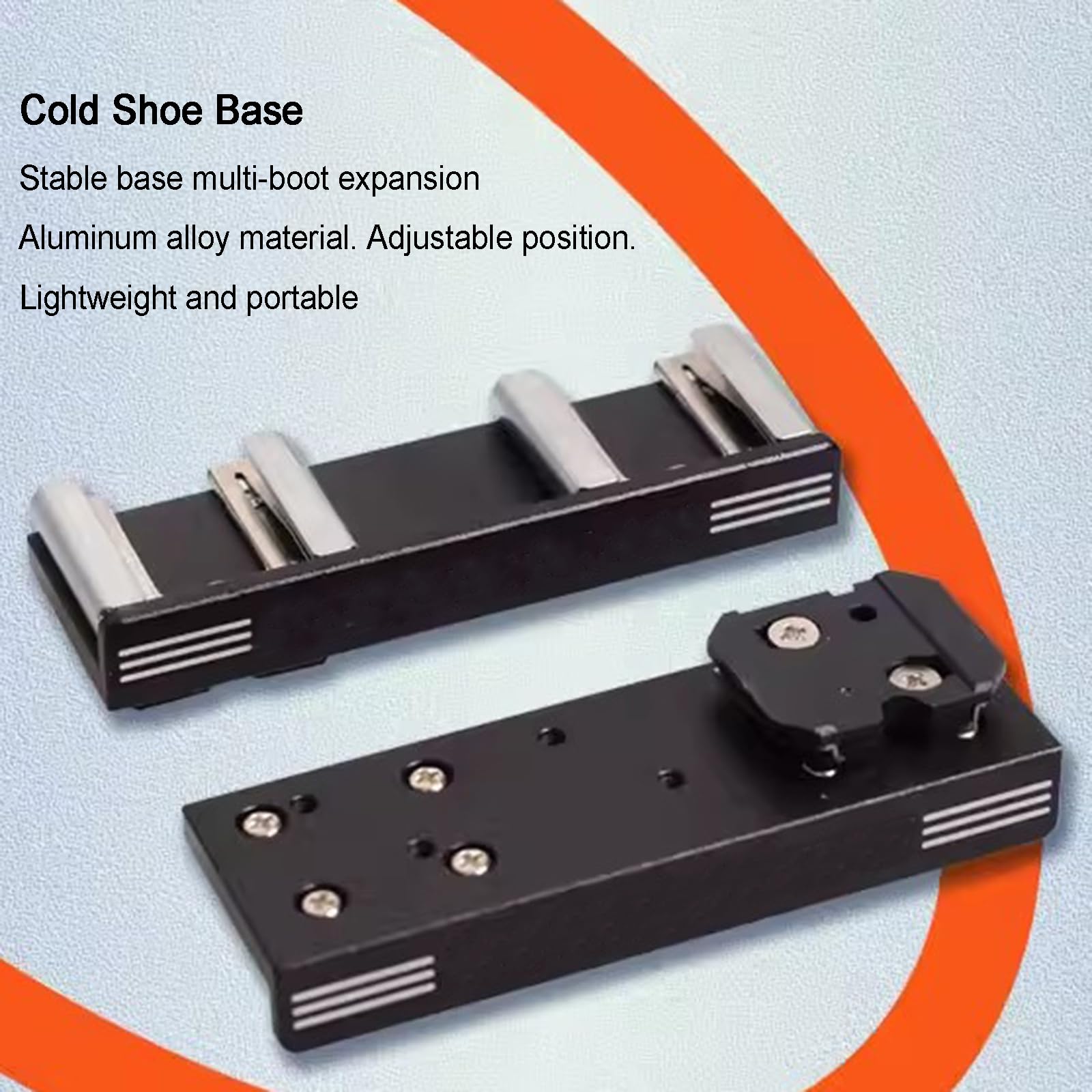 Adattatore di montaggio a slitta fredda, staffa di estensione a doppio stivale, con foro filettato da 1/4", staffa di estensione a doppio avvio, per fotocamere e videocamere, luce LED flash, testa a
